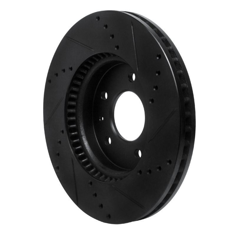 Chevrolet Captiva Brake Rotor (1) - Front Left - R1 Concepts - Drilled & Slotted - Black - `07-`15